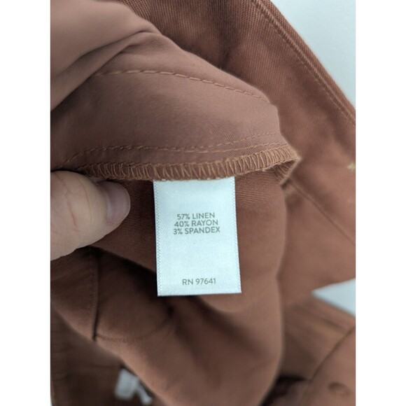 J Jill Women's Linen Stretch Wide Leg Pants In Red Oak 12 Relaxed High Rise Crop - Picture 9 of 10